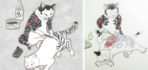 Featured-japanese-tattoo-paintings-monmon-cats-kazuaki-horitomo-fb