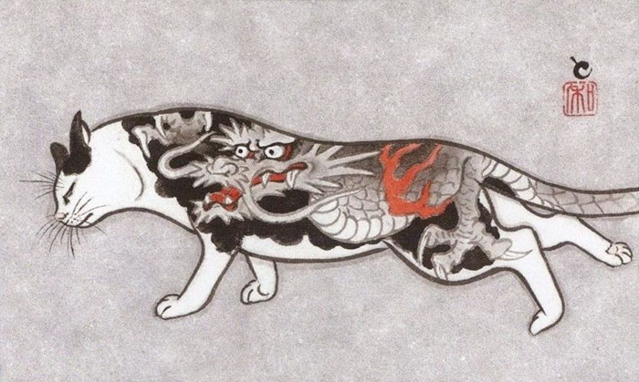 japanese-tattoo-paintings-monmon-cats-kazuaki-horitomo-5